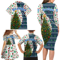 Nicaragua Christmas Family Matching Long Sleeve Bodycon Dress and Hawaiian Shirt with Santa Cooking Gallina Rellena Tree Flag and Festive Icons Design - Wonder Print Shop