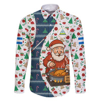 Nicaragua Christmas Family Matching Off Shoulder Short Dress and Hawaiian Shirt with Santa Cooking Gallina Rellena Tree Flag and Festive Icons Design - Wonder Print Shop
