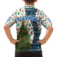 Nicaragua Christmas Family Matching Puletasi and Hawaiian Shirt with Santa Cooking Gallina Rellena Tree Flag and Festive Icons Design - Wonder Print Shop