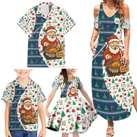 Nicaragua Christmas Family Matching Summer Maxi Dress and Hawaiian Shirt with Santa Cooking Gallina Rellena Tree Flag and Festive Icons Design - Wonder Print Shop