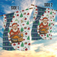 Nicaragua Christmas Garden Flag with Santa Cooking Gallina Rellena Tree Flag and Festive Icons Design - Wonder Print Shop