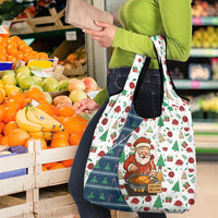 Nicaragua Christmas Grocery Bag with Santa Cooking Gallina Rellena Tree Flag and Festive Icons Design - Wonder Print Shop