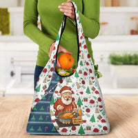 Nicaragua Christmas Grocery Bag with Santa Cooking Gallina Rellena Tree Flag and Festive Icons Design - Wonder Print Shop