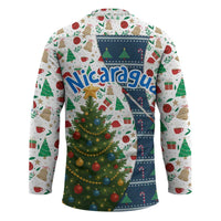 Nicaragua Christmas Hockey Jersey with Santa Cooking Gallina Rellena Tree Flag and Festive Icons Design - Wonder Print Shop