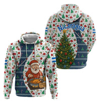Nicaragua Christmas Hoodie with Santa Cooking Gallina Rellena Tree Flag and Festive Icons Design - Wonder Print Shop