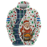 Nicaragua Christmas Hoodie with Santa Cooking Gallina Rellena Tree Flag and Festive Icons Design - Wonder Print Shop