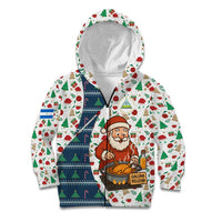 Nicaragua Christmas Kid Hoodie with Santa Cooking Gallina Rellena Tree Flag and Festive Icons Design - Wonder Print Shop
