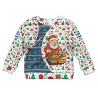 Nicaragua Christmas Kid Ugly Christmas Sweater with Santa Cooking Gallina Rellena Tree Flag and Festive Icons Design - Wonder Print Shop