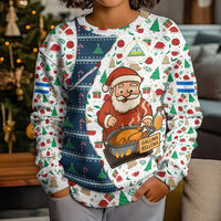 Nicaragua Christmas Kid Ugly Christmas Sweater with Santa Cooking Gallina Rellena Tree Flag and Festive Icons Design - Wonder Print Shop
