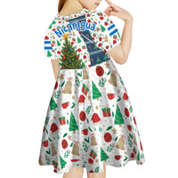 Nicaragua Christmas Kid Short Sleeve Dress with Santa Cooking Gallina Rellena Tree Flag and Festive Icons Design - Wonder Print Shop