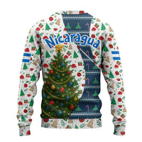 Nicaragua Christmas Ugly Christmas Sweater with Santa Cooking Gallina Rellena Tree Flag and Festive Icons Design - Wonder Print Shop