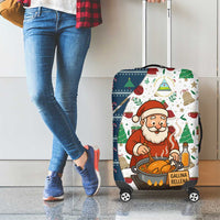 Nicaragua Christmas Luggage Cover with Santa Cooking Gallina Rellena Tree Flag and Festive Icons Design - Wonder Print Shop