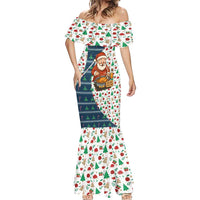 Nicaragua Christmas Mermaid Dress with Santa Cooking Gallina Rellena Tree Flag and Festive Icons Design - Wonder Print Shop