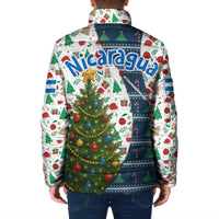 Nicaragua Christmas Padded Jacket with Santa Cooking Gallina Rellena Tree Flag and Festive Icons Design - Wonder Print Shop