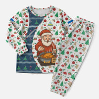 Nicaragua Christmas Pajama Set with Santa Cooking Gallina Rellena Tree Flag and Festive Icons Design - Wonder Print Shop