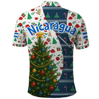 Nicaragua Christmas Polo Shirt with Santa Cooking Gallina Rellena Tree Flag and Festive Icons Design - Wonder Print Shop