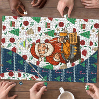 Nicaragua Christmas Puzzle with Santa Cooking Gallina Rellena Tree Flag and Festive Icons Design - Wonder Print Shop