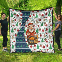 Nicaragua Christmas Quilt with Santa Cooking Gallina Rellena Tree Flag and Festive Icons Design - Wonder Print Shop