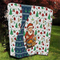 Nicaragua Christmas Quilt with Santa Cooking Gallina Rellena Tree Flag and Festive Icons Design - Wonder Print Shop