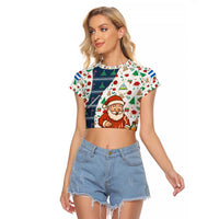 Nicaragua Christmas Raglan Cropped T Shirt with Santa Cooking Gallina Rellena Tree Flag and Festive Icons Design - Wonder Print Shop