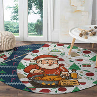 Nicaragua Christmas Round Carpet with Santa Cooking Gallina Rellena Tree Flag and Festive Icons Design - Wonder Print Shop