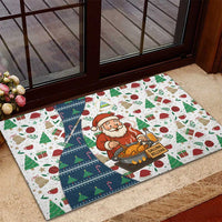 Nicaragua Christmas Rubber Doormat with Santa Cooking Gallina Rellena Tree Flag and Festive Icons Design - Wonder Print Shop