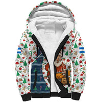 Nicaragua Christmas Sherpa Hoodie with Santa Cooking Gallina Rellena Tree Flag and Festive Icons Design - Wonder Print Shop