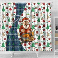 Nicaragua Christmas Shower Curtain with Santa Cooking Gallina Rellena Tree Flag and Festive Icons Design - Wonder Print Shop