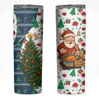 Nicaragua Christmas Skinny Tumbler with Santa Cooking Gallina Rellena Tree Flag and Festive Icons Design - Wonder Print Shop