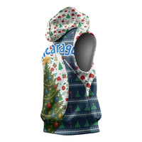 Nicaragua Christmas Sleeveless Hoodie with Santa Cooking Gallina Rellena Tree Flag and Festive Icons Design - Wonder Print Shop