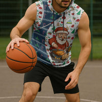 Nicaragua Christmas Sleeveless Hoodie with Santa Cooking Gallina Rellena Tree Flag and Festive Icons Design - Wonder Print Shop