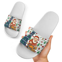 Nicaragua Christmas Slide Sandals with Santa Cooking Gallina Rellena Tree Flag and Festive Icons Design - Wonder Print Shop