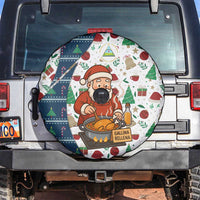 Nicaragua Christmas Spare Tire Cover with Santa Cooking Gallina Rellena Tree Flag and Festive Icons Design - Wonder Print Shop