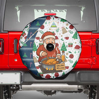 Nicaragua Christmas Spare Tire Cover with Santa Cooking Gallina Rellena Tree Flag and Festive Icons Design - Wonder Print Shop