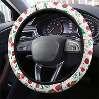 Nicaragua Christmas Steering Wheel Cover with Santa Cooking Gallina Rellena Tree Flag and Festive Icons Design - Wonder Print Shop