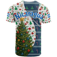 Nicaragua Christmas T Shirt with Santa Cooking Gallina Rellena Tree Flag and Festive Icons Design - Wonder Print Shop