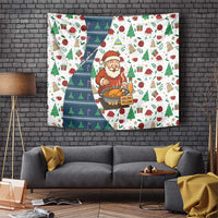 Nicaragua Christmas Tapestry with Santa Cooking Gallina Rellena Tree Flag and Festive Icons Design - Wonder Print Shop