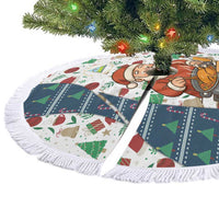 Nicaragua Christmas Tree Skirt with Santa Cooking Gallina Rellena Tree Flag and Festive Icons Design - Wonder Print Shop
