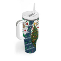 Nicaragua Christmas Tumbler With Handle with Santa Cooking Gallina Rellena Tree Flag and Festive Icons Design - Wonder Print Shop