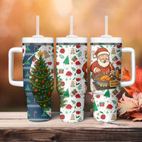 Nicaragua Christmas Tumbler With Handle with Santa Cooking Gallina Rellena Tree Flag and Festive Icons Design - Wonder Print Shop
