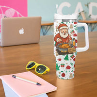 Nicaragua Christmas Tumbler With Handle with Santa Cooking Gallina Rellena Tree Flag and Festive Icons Design - Wonder Print Shop