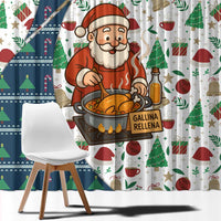 Nicaragua Christmas Window Curtain with Santa Cooking Gallina Rellena Tree Flag and Festive Icons Design - Wonder Print Shop