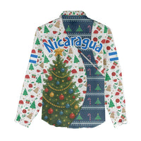 Nicaragua Christmas Women Casual Shirt with Santa Cooking Gallina Rellena Tree Flag and Festive Icons Design - Wonder Print Shop
