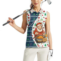 Nicaragua Christmas Women Sleeveless Polo Shirt with Santa Cooking Gallina Rellena Tree Flag and Festive Icons Design - Wonder Print Shop