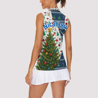 Nicaragua Christmas Women Sleeveless Polo Shirt with Santa Cooking Gallina Rellena Tree Flag and Festive Icons Design - Wonder Print Shop