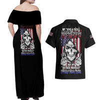 My Give A F Reaper Flag Couples Matching Off Shoulder Maxi Dress and Hawaiian Shirt - Wonder Print Shop