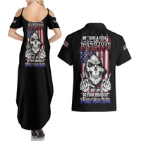 My Give A F Reaper Flag Couples Matching Summer Maxi Dress and Hawaiian Shirt - Wonder Print Shop