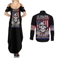 My Give A F Reaper Flag Couples Matching Summer Maxi Dress and Long Sleeve Button Shirt - Wonder Print Shop