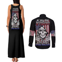 My Give A F Reaper Flag Couples Matching Tank Maxi Dress and Long Sleeve Button Shirt - Wonder Print Shop