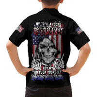My Give A F Reaper Flag Family Matching Off Shoulder Long Sleeve Dress and Hawaiian Shirt - Wonder Print Shop